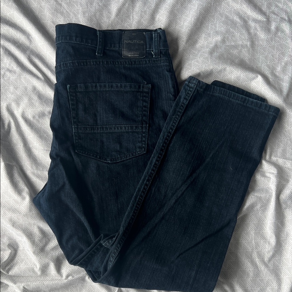 Nautica Men's Dark Blue Straight Jeans